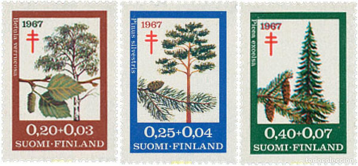 Sellos: 102852 MNH FINLANDIA 1967 A BENEFICIO DE LAS OBRAS ANTI-TUBERCULOSIS. ARBOLES