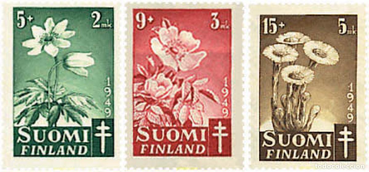 Sellos: 89164 MNH FINLANDIA 1949 A BENEFICIO DE LAS OBRAS ANTI-TUBERCULOSIS. FLORES