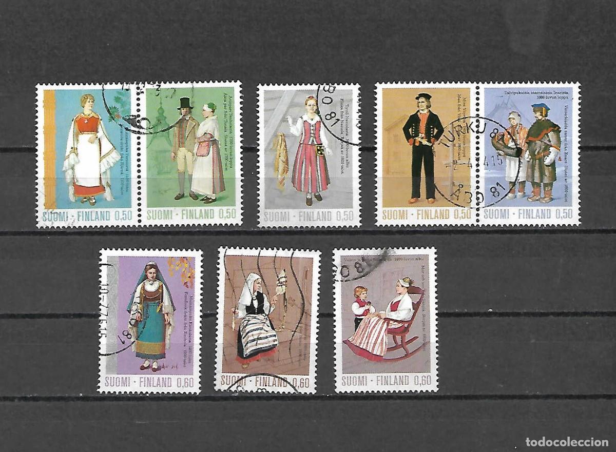 Sellos: lote de 8 sellos de trajes t&iacute;picos de Finlandia. de los a&ntilde;os 1972/73
