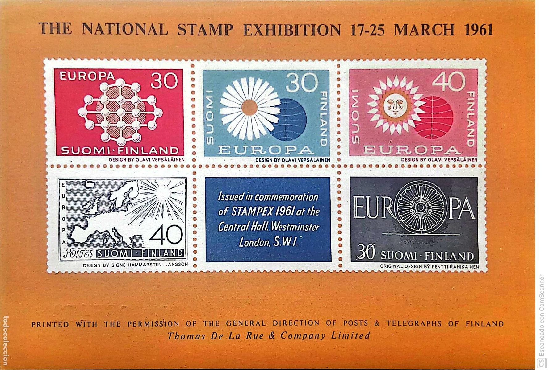 Sellos: Finlandia. HB Exposici&oacute;n Nacional del Sello Stampex 1961, en Londres, entre el 17 y 25 marzo de 196