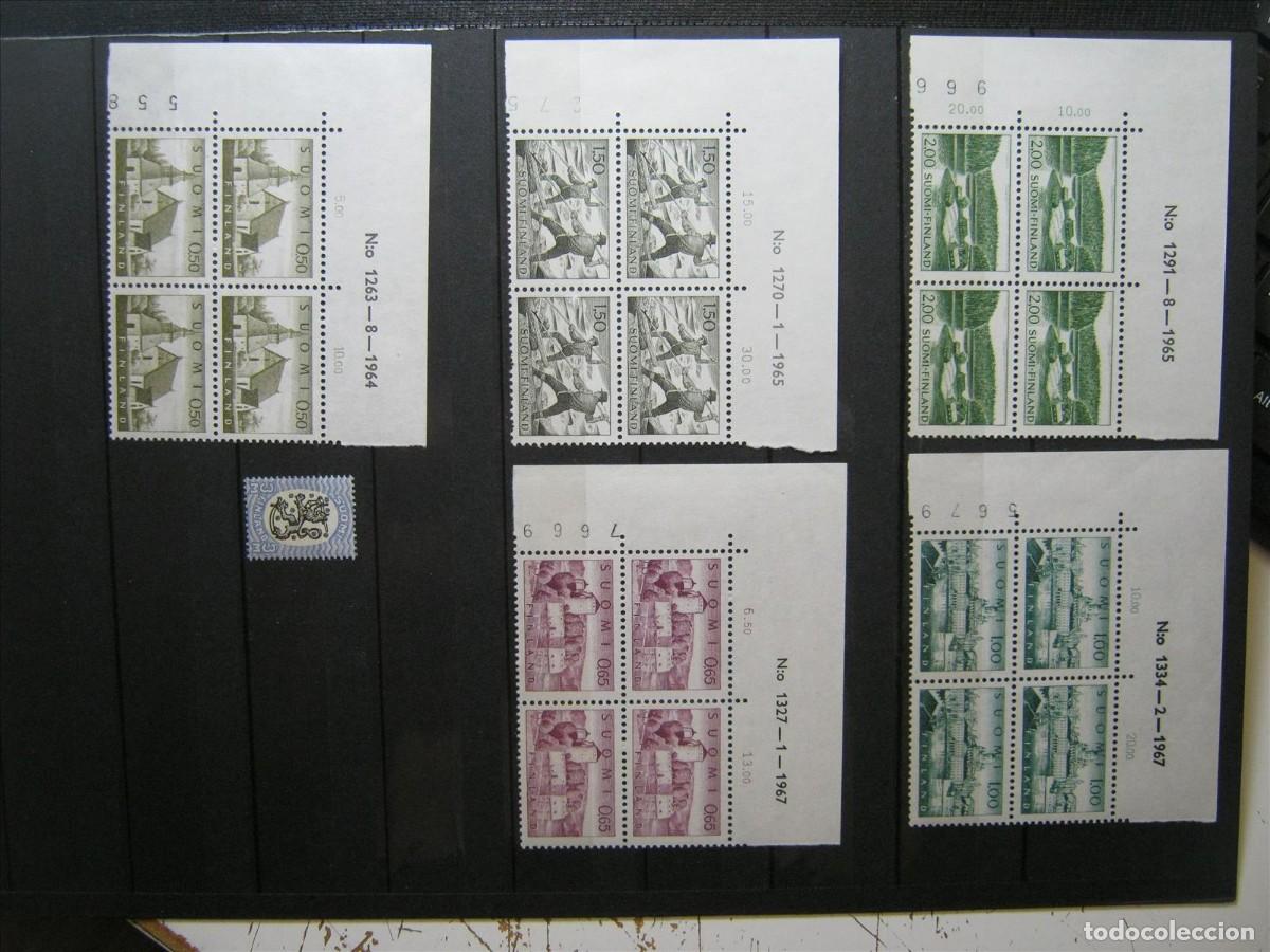 Stamps: FINLANDIA 1963-72 YVERT 541, 544, 546, 548 Y 590 BLOQUES DE 4 MNH** LUJAZO VALOR +200&euro;.