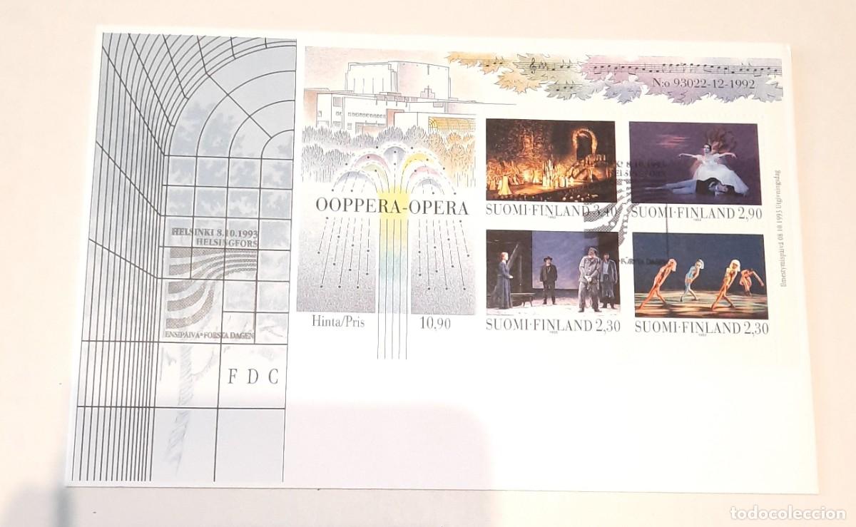 Stamps: FDC Opera de finlandesa con minihoja de sellos Helsinki 8.10.1993
