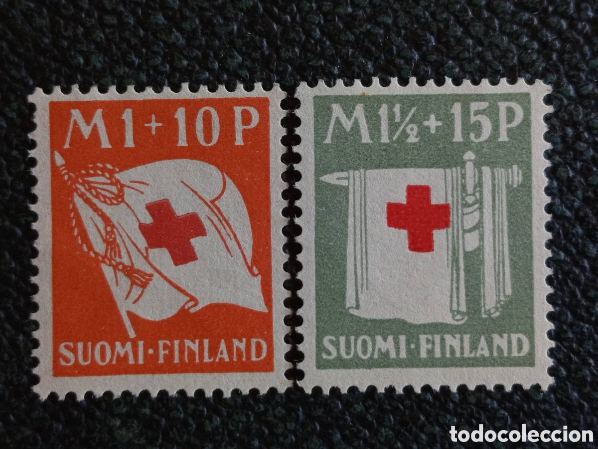 Sellos: Finlandia 1943 Lote 2 Sellos Cruz Roja MH Banderas Facit 242/243 YT 228/229