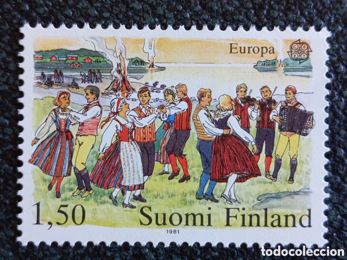 Sellos: Finlandia 1981 Sello Europa CEPT Baile Folcl&oacute;rico Tradicional MNH Facit 886