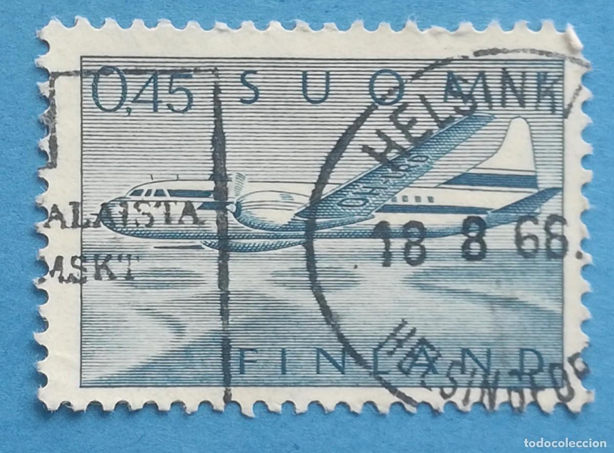 Sellos: Finlandia. A 6 Avi&oacute;n Convair metropolitain. Correo a&eacute;reo. Scott C8