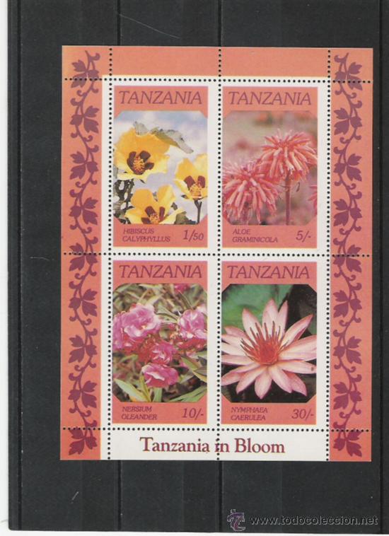 Sellos: TANZANIA HOJA DEL TEMA FLORA - Foto 1