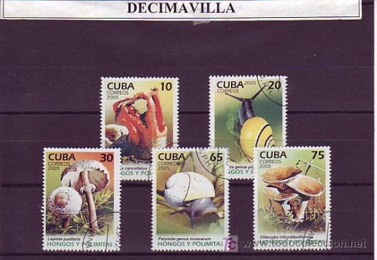 Sellos: FLORA, CUBA, SETAS, 2005, L069, SERIE USADA Y COMPLETA - Foto 1