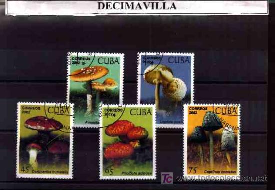 Sellos: FLORA, CUBA, SETAS, 2002, L064, SERIE USADA Y COMPLETA - Foto 1