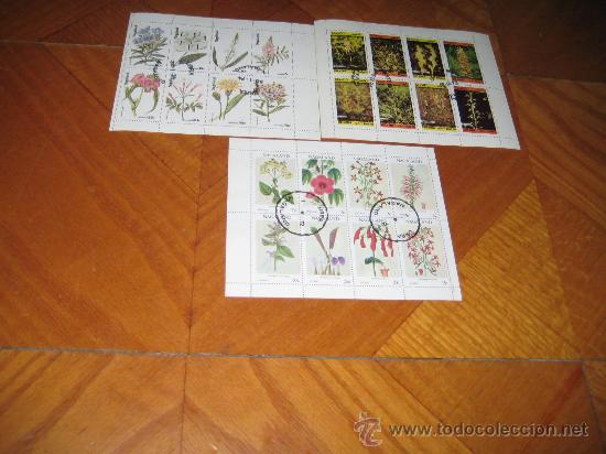 Sellos: 3 hojitas, tema flores. - Foto 1