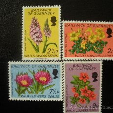 Sellos: GUERNESEY 1972 IVERT 62/5 *** FLORES SALVAJES - FLORA. Lote 33590972