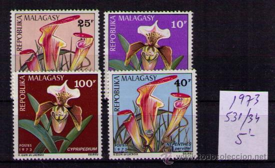 Sellos: MADAGASCAR 1973 - FLORES - YVERT 531-534 - Foto 1