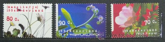 Sellos: HOLANDA 1994 - FLORES - YVERT 1468-70 - Foto 1