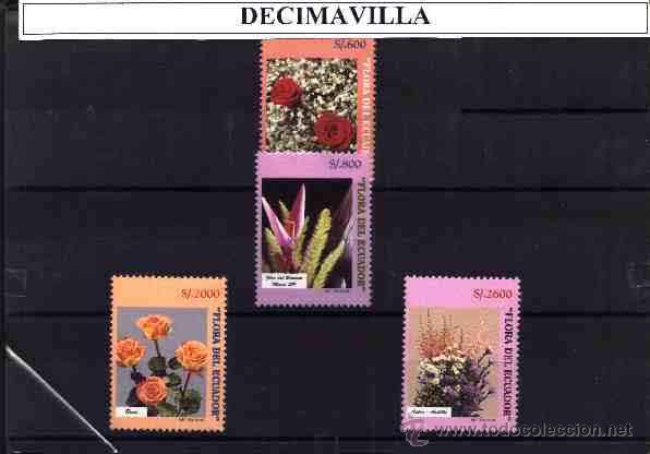 Sellos: ECUADOR, 1998, 1409/12, ROSAS, BANANO - Foto 1
