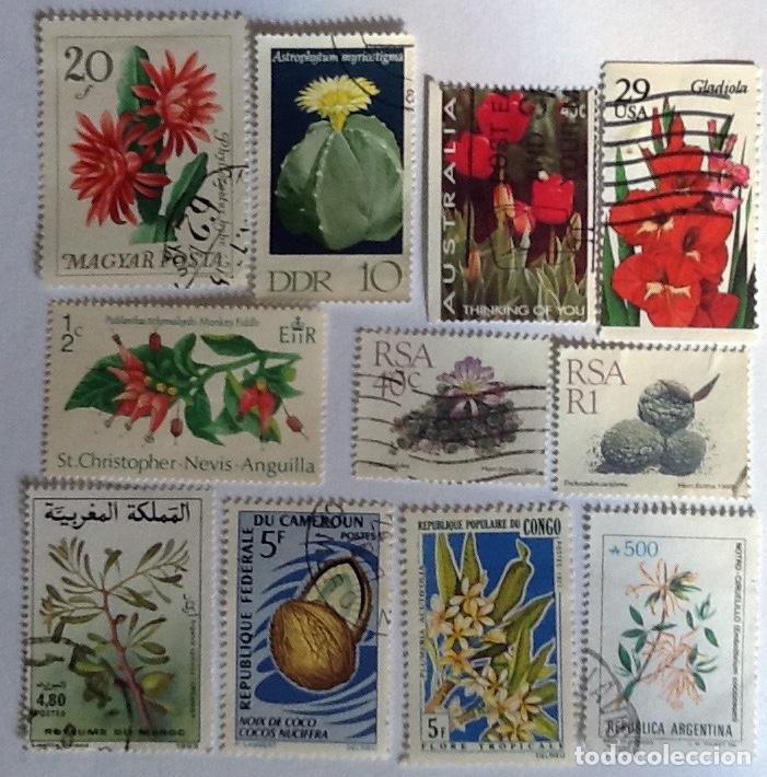 Sellos: LOTE DE 11 SELLOS DE FLORA. - Foto 1