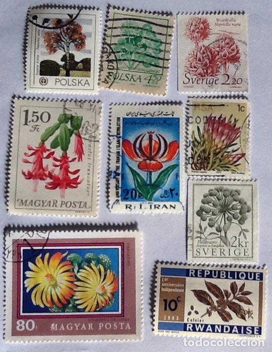 Sellos: LOTE DE 9 SELLOS DE FLORA. - Foto 1