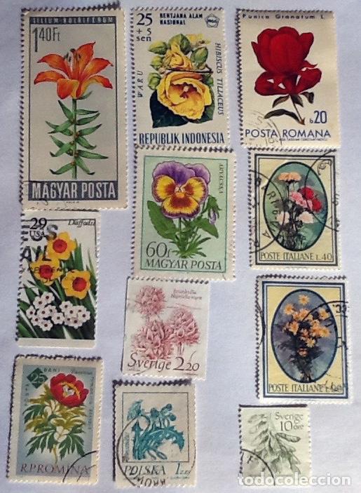 Sellos: LOTE DE 11 SELLOS DE FLORA. - Foto 1