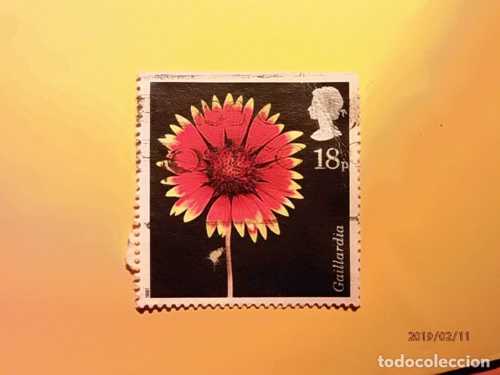 Sellos: GRAN BRETA&Ntilde;A - FLORA - Gaillardia. - Foto 1