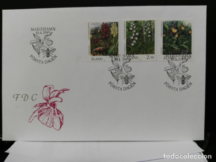 Sellos: ALAND. YVERT 33/35. FDC. FLORA. ORQUIDEAS - Foto 1