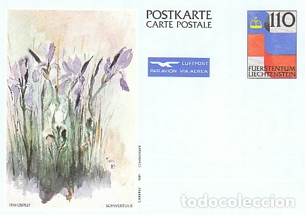 Sellos: Liechtenstein, Iris, cuadro de Eberle, del a&ntilde;o 1987, sin usar - Foto 1