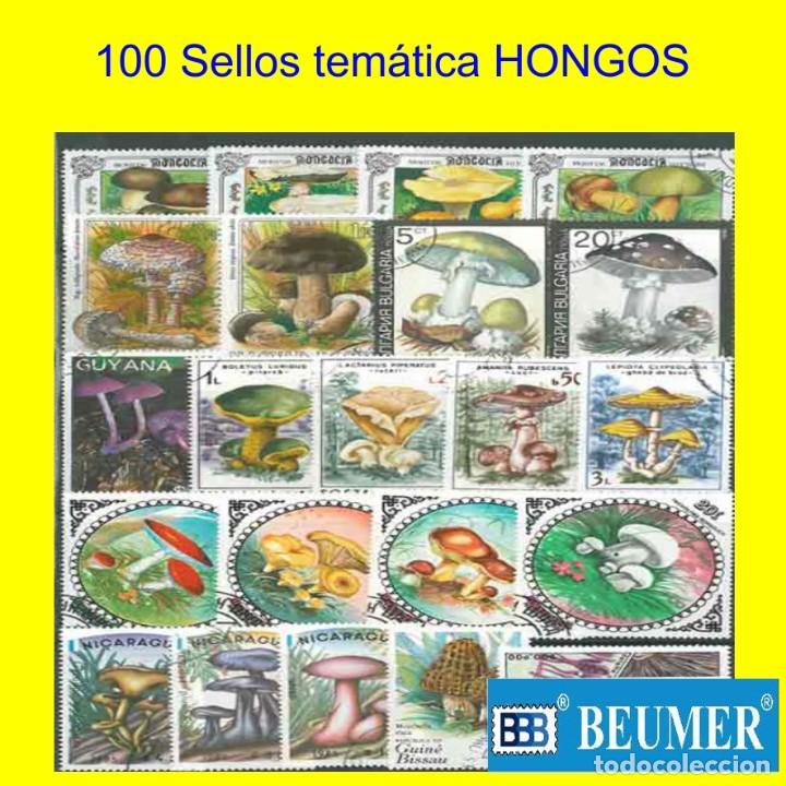 Sellos: 100 Sellos tem&aacute;ticos HONGOS - Foto 1