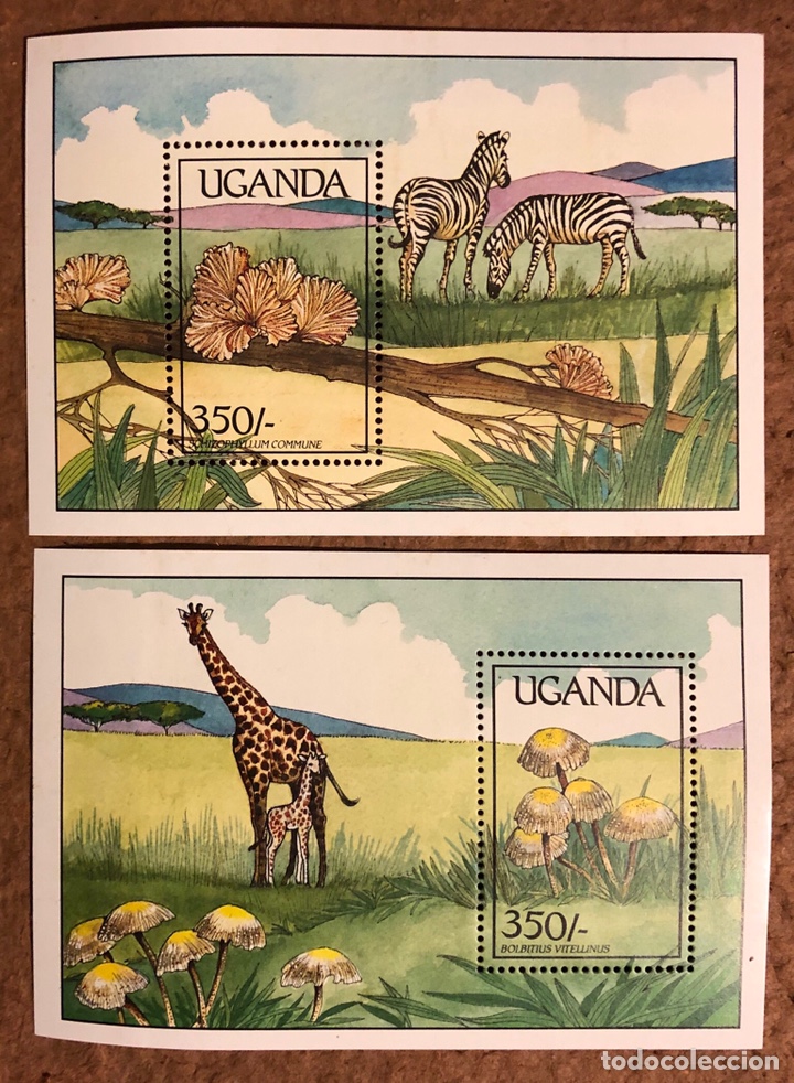 Sellos: UGANDA 2 SELLOS; FLORA - SETAS. - Foto 1