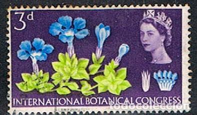 Sellos: Gran Breta&ntilde;a n&ordm; 391, Gitanilla menuda. Gentiana verna, usado - Foto 1