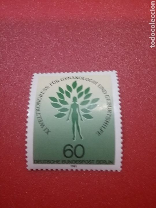 Briefmarken: Sello Alemania. Berlin mtdos/1985/congreso/mundial/ginecologia/obstetricia/arbol/flora/desnudo/mujer
