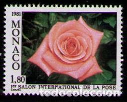 Sellos: MONACO 1981 - FLORES - ROSA - YVERT 1297** - Foto 1