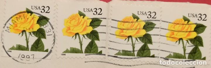 Sellos: 4 sellos EEUU Rosa amarilla 1996 - Foto 1