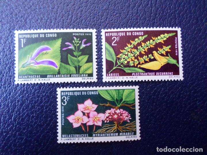 Sellos: .republica del congo, 1970, 3 sellos tema flora - Foto 1