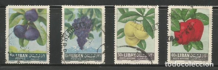 Sellos: FRUTAS - SERIE DE 4 SELLOS DE LIBANO - USADOS - Foto 1