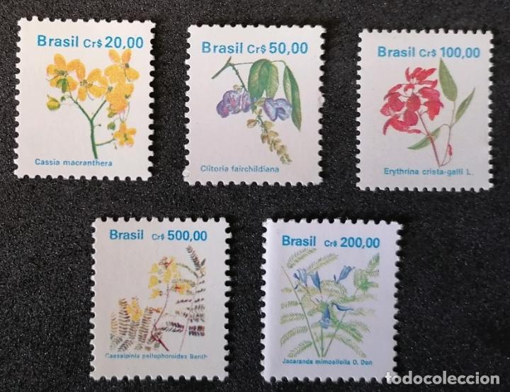 Sellos: BRASIL 1990 / 91 - FLORES = - Foto 1