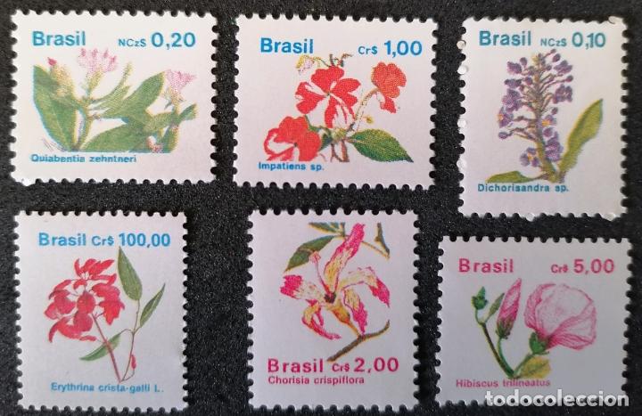 Sellos: BRASIL 1989 / 91 - FLORES = - Foto 1
