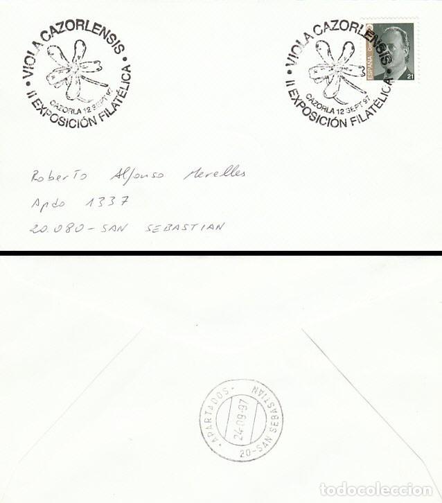 Sellos: A&Ntilde;O 1997, CAZORLA (JAEN), VIOLA CAZORLENSIS, SOBRE CIRCULADO - Foto 1