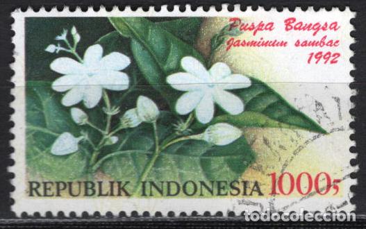 Sellos: INDONESIA 1992 usado FLORA Yvert 1280 - Foto 1