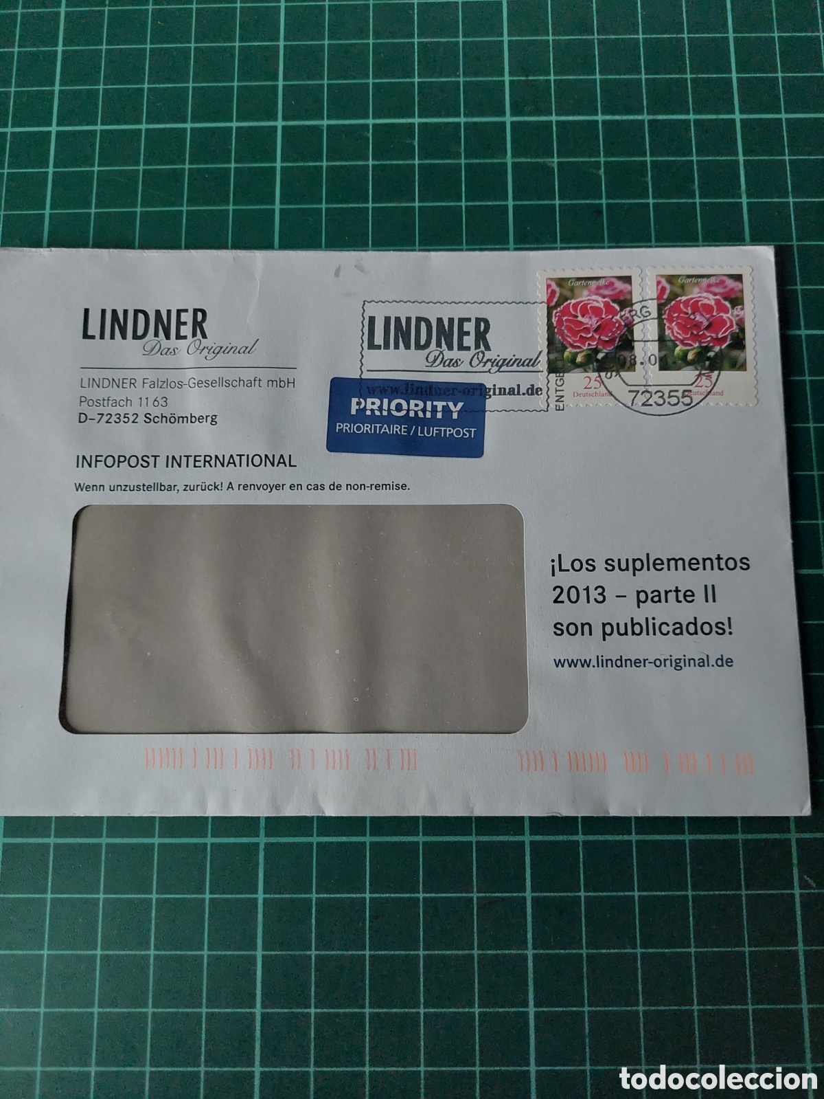 Sellos: Sobre alemania matasellos flora lindner priority - Foto 1