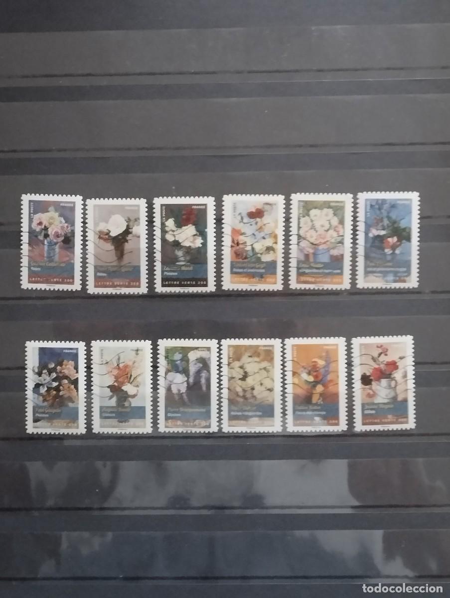 Sellos: 22.04/ Francia. Autoadhesivos. Ser&iacute;a completa en usado. Flores.