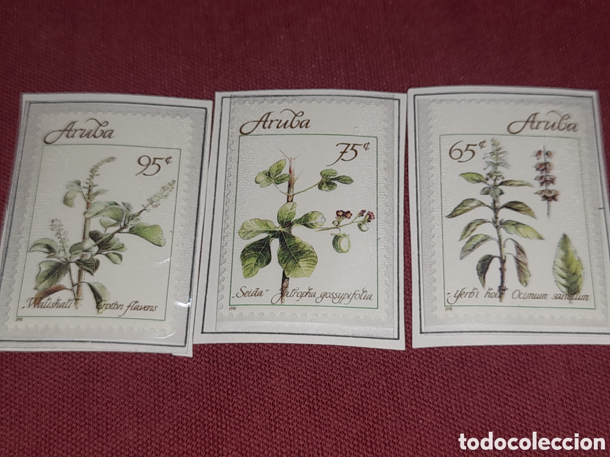 Sellos: Sello Aruba nuevo 1991. Plantas medicinales. Flora. Naturaleza. Seida. Walishali.