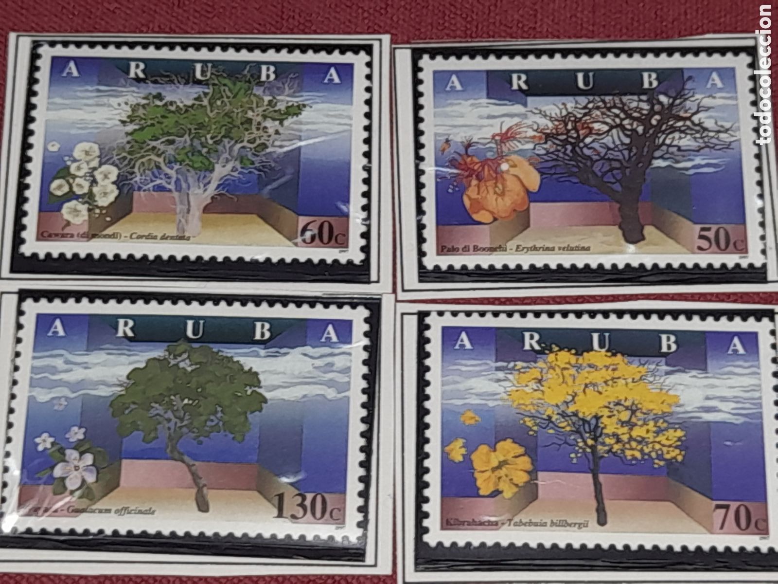 Sellos: Sello Aruba nuevo 1997. &Aacute;rboles. Naturaleza. Flora. Wavaca. Palo Booschi. Kibrahacha.