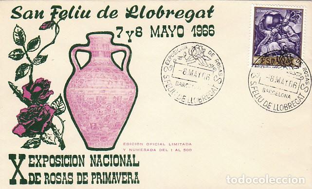 Sellos: A&ntilde;o 1966, Rosas de primavera exposicion nacional en San Feliu sobre oficial numerado-500 ejemplares