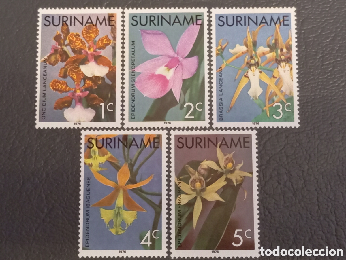 Sellos: Suriname 1976 - Orqu&iacute;deas - Serie Completa MiNr. 710-714 MNH