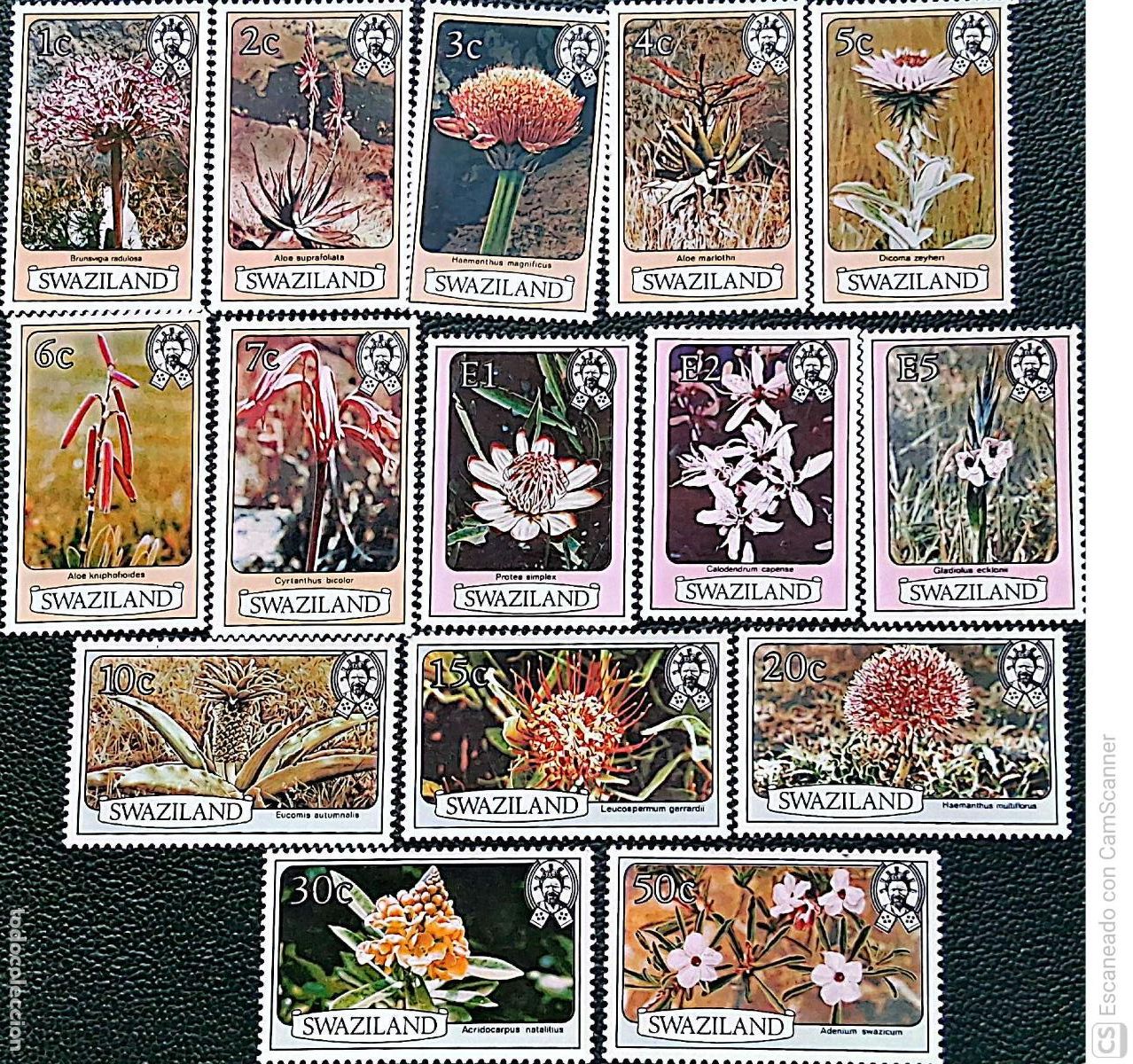 Sellos: Suazilandia. 340/54 Serie b&aacute;sica: Flores. 1980. Sellos nuevos y numeraci&oacute;n Yvert.