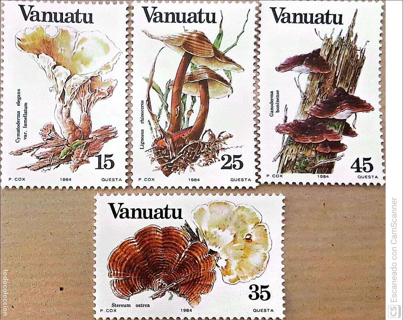 Sellos: Vanuatu. 686/89 Flora: Champi&ntilde;ones. 1984. Sellos nuevos y numeraci&oacute;n Yvert.