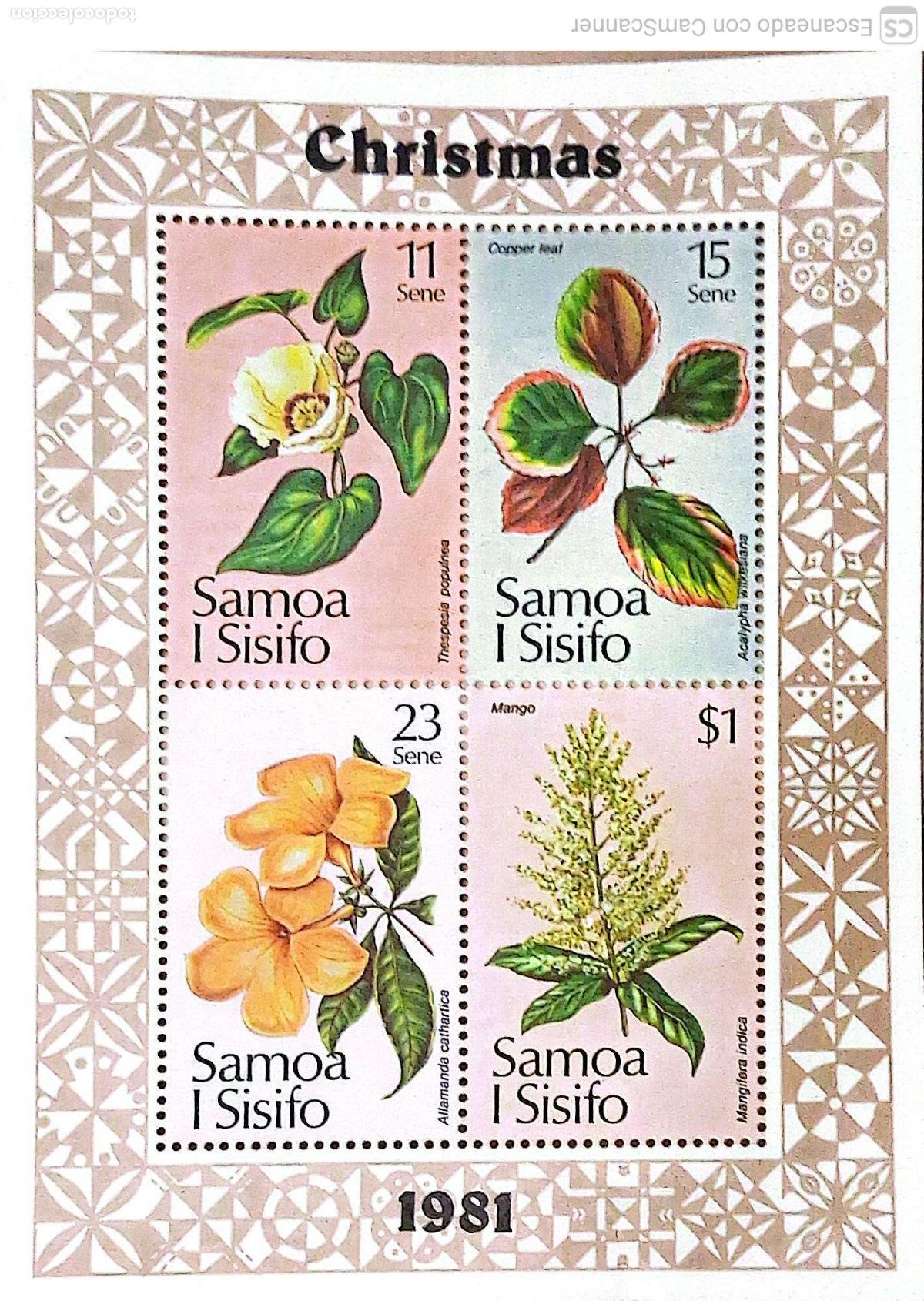 Sellos: Samoa. HB 26 Navidad. Flores. 1981. Sellos nuevos y numeraci&oacute;n Yvert.