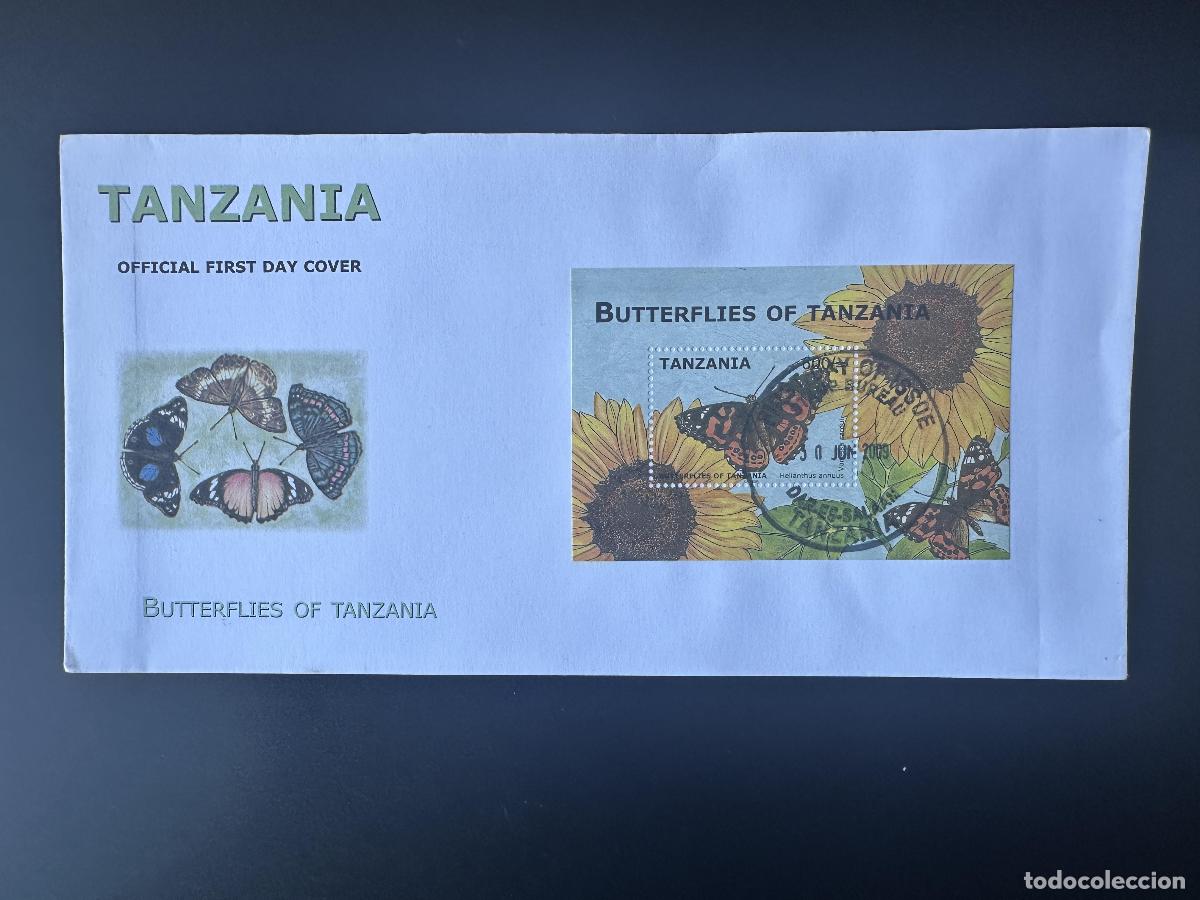 Sellos: Tanzania 2009 Mi. Bl. 624 FDC primer d&iacute;a mariposa girasol