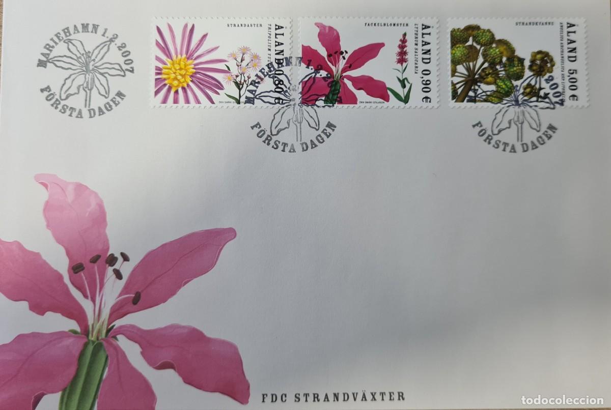 Sellos: Cuatro sobres de primer d&iacute;a de Aland 2007: flores