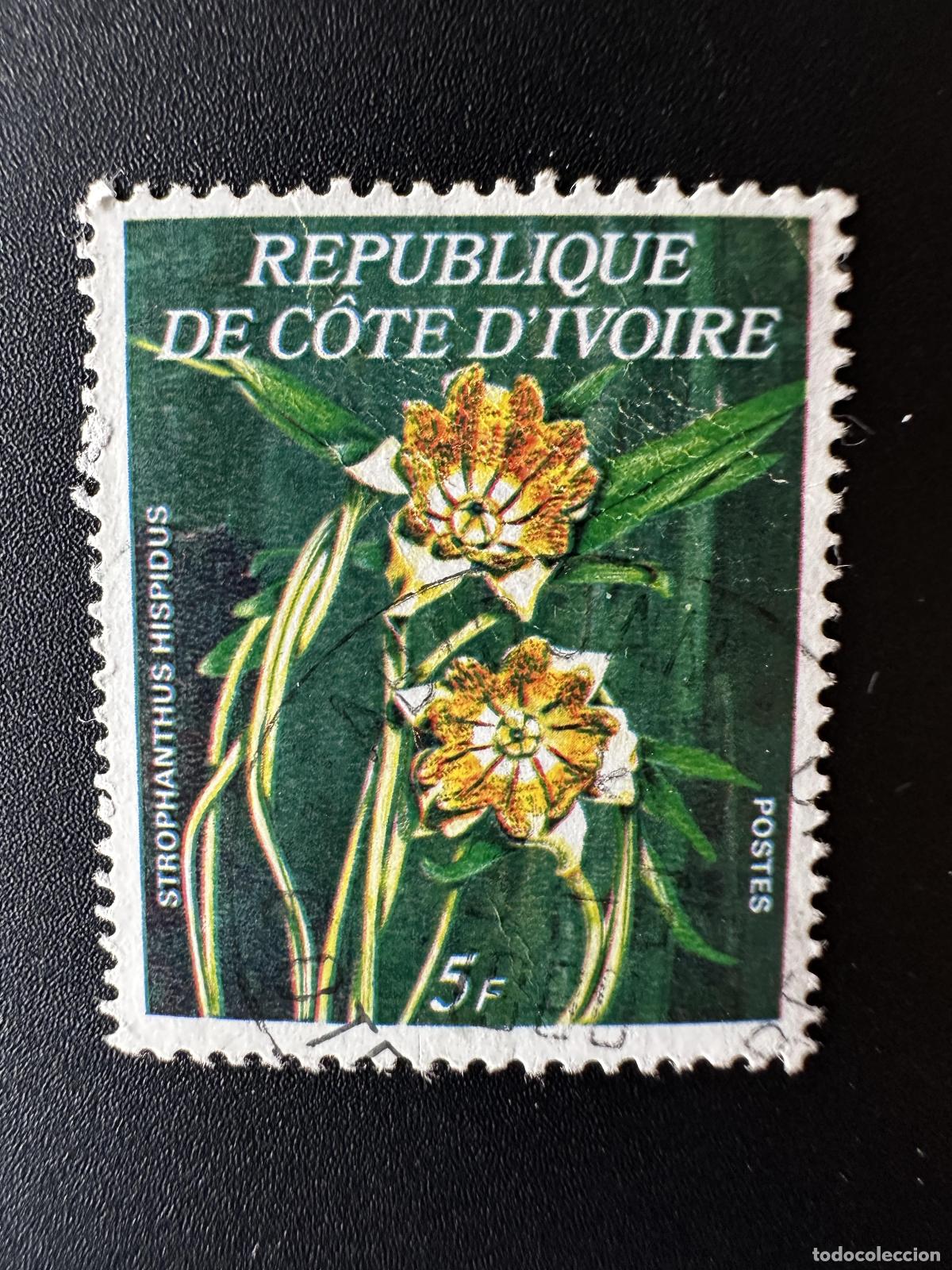 Sellos: Costa de Marfil 1977 Mi. A532 borr&oacute; las flores la orqu&iacute;dea 5 F. strophanthus hispidus