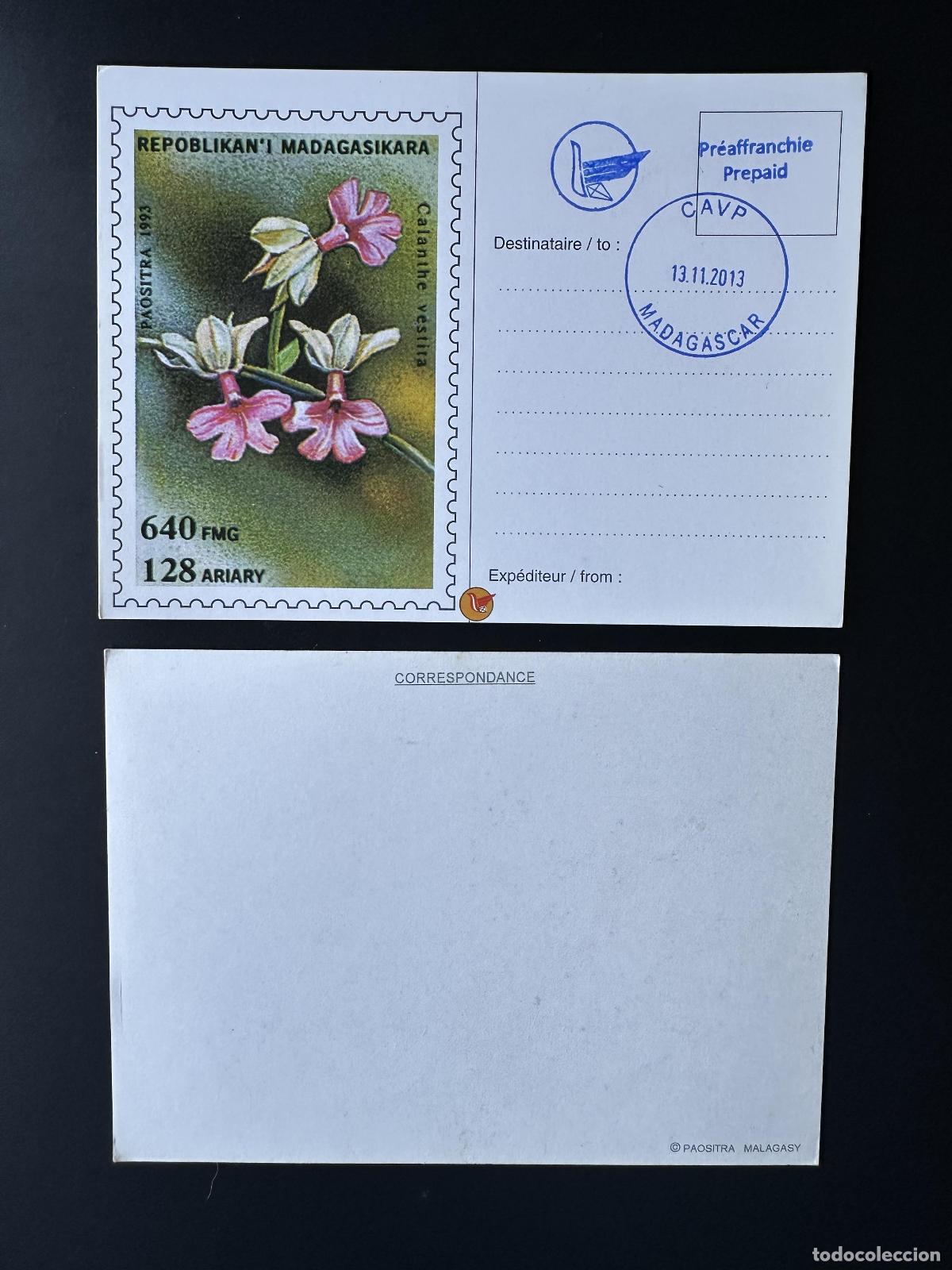 Sellos: &iquest;Madagascar 1993? Mi. 1575 cancelado sobrecarga local papeler&iacute;a postal Orchid