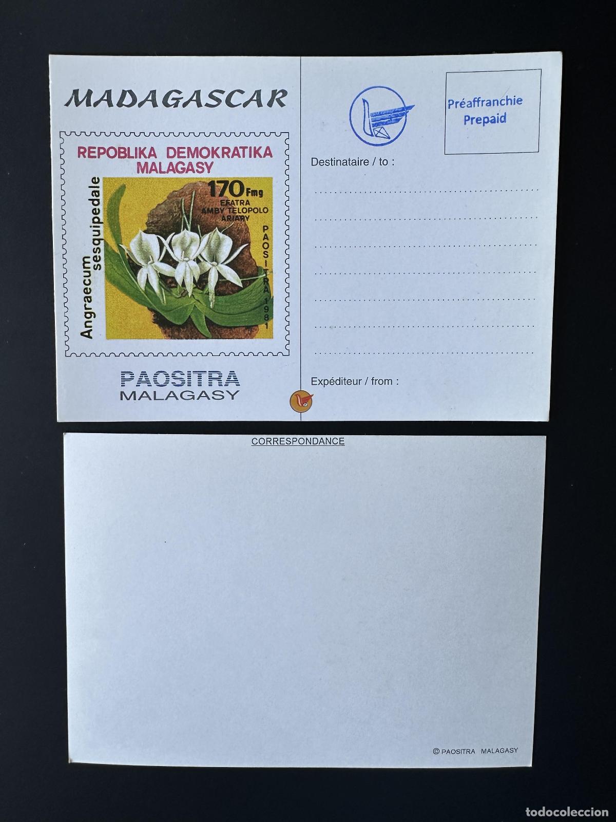 Sellos: &iquest;Madagascar 1981? Mi. 871 de recargo local papeler&iacute;a postal mapa: Orchid&eacute;e Orchid