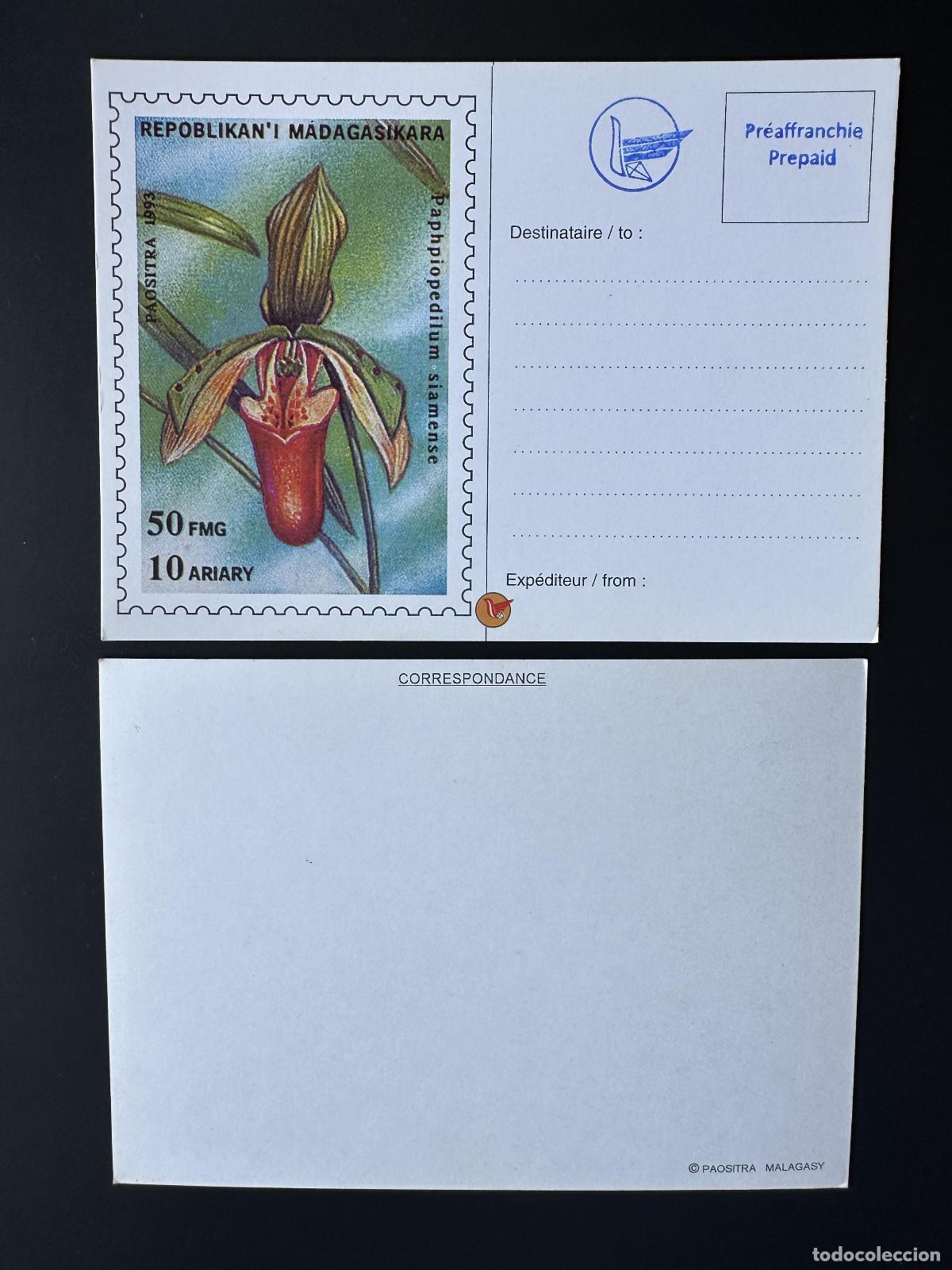 Sellos: &iquest;Madagascar 1993? Min. 1570 sobrecarga local papeler&iacute;a postal entera Orchid&eacute;e.